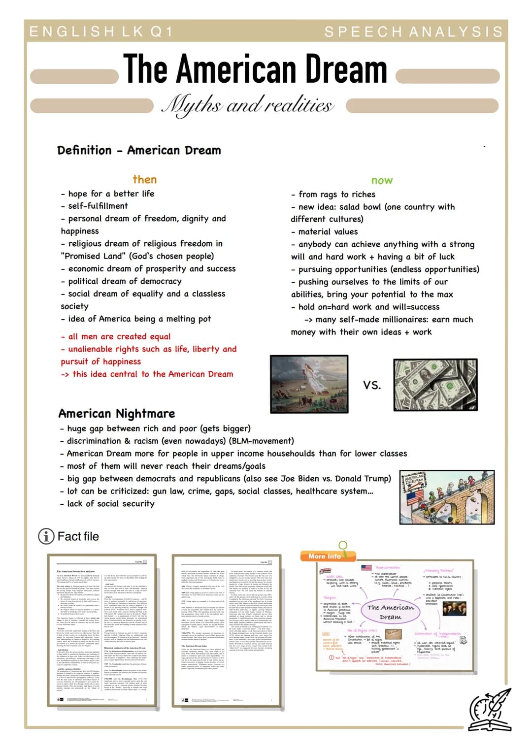 ENGLISH LK Q1
Definition
The American Dream
Myths and realities
American Dream
then
- hope for a better life.
- self-fulfillment
- personal 