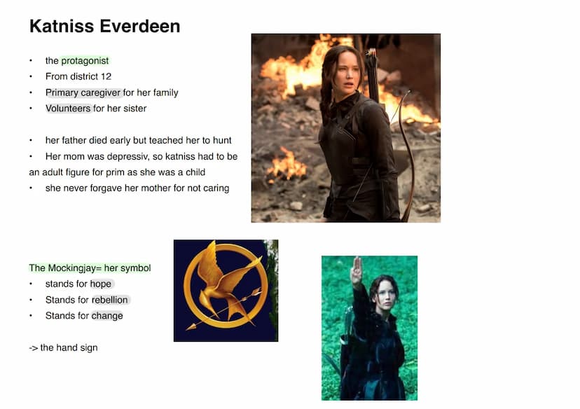 The Hunger Games /lecture 1
●
a trilogy of books and there are also films
1.
Part 1 ,The Hunger Games" -> we read this book in class
2. Part