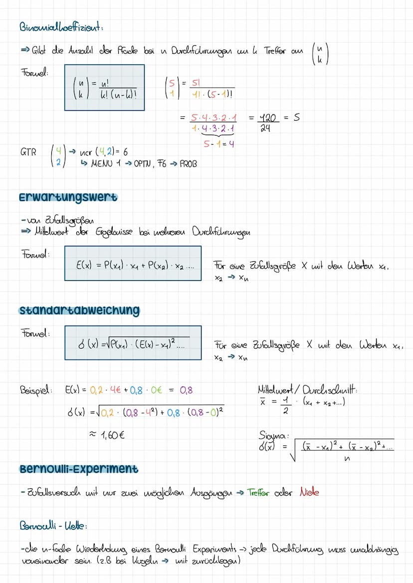 Binomialverteilung
=> Es muss eine feste Anzahl von Versuchen und eine konstante Wahrscheinlichkeit geben.
↳ wie Bernoulli-Experiment
=
N
U 