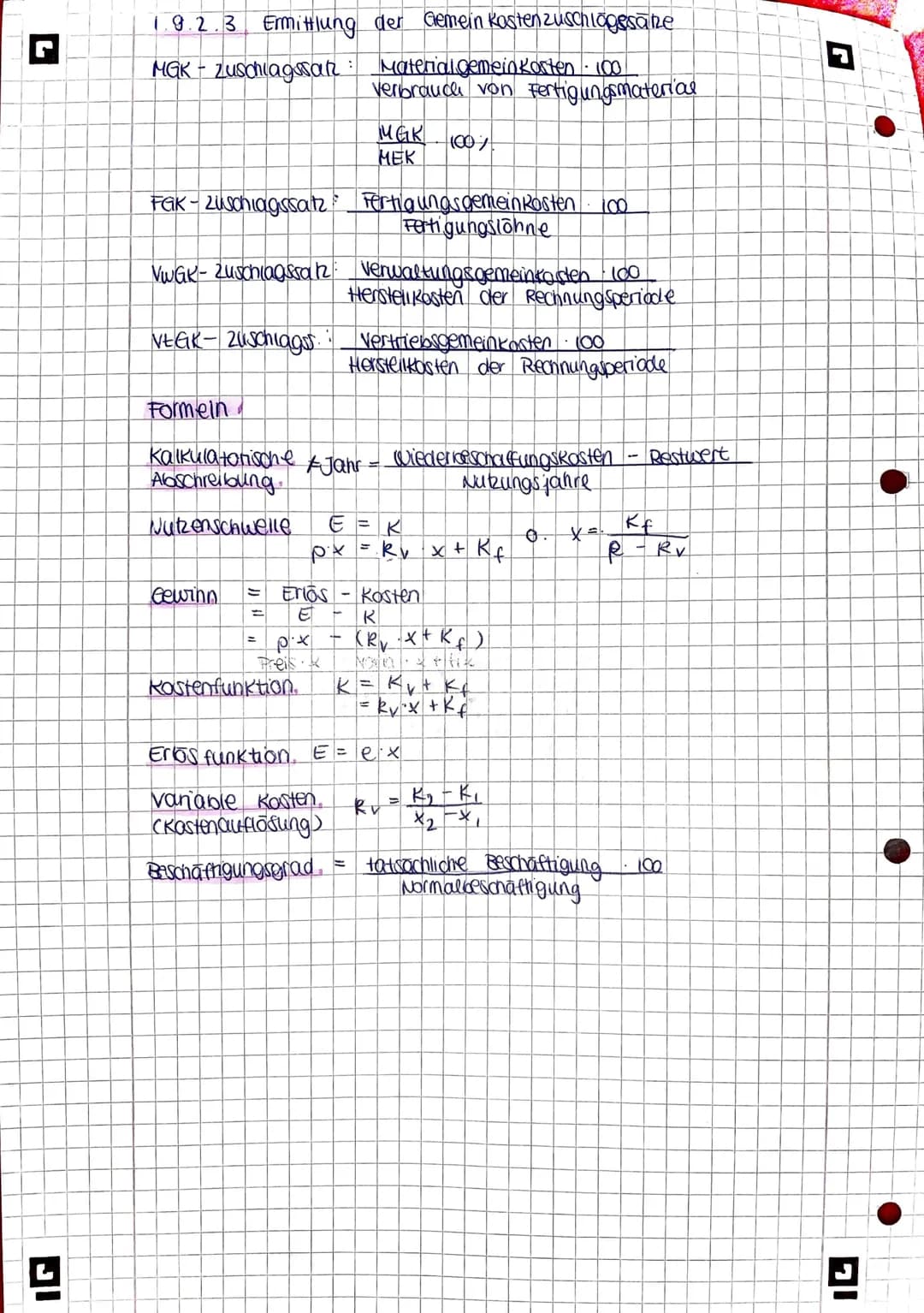 BWL KA 1
1. Kasten - und Leistungsrechnung (KLR)
1.1 Aufgaben del KIR..
A Was bringt uns die KLR ?
-> Betriebsergebnis
~ Gewinn Betriebserge