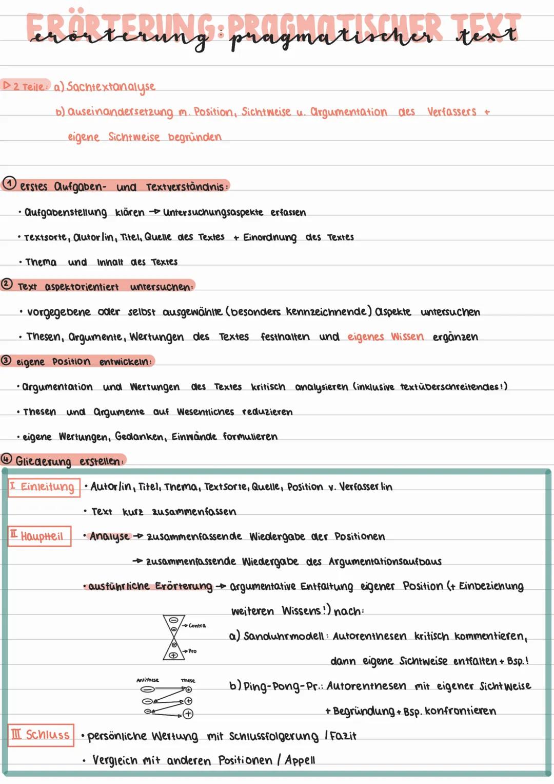 # FRÖRTERUNG PRAGmatischer text

▷2 Teile a) Sachtextanalyse

b) auseinandersetzung m. Position, Sichtweise u. Argumentation des Verfassers 