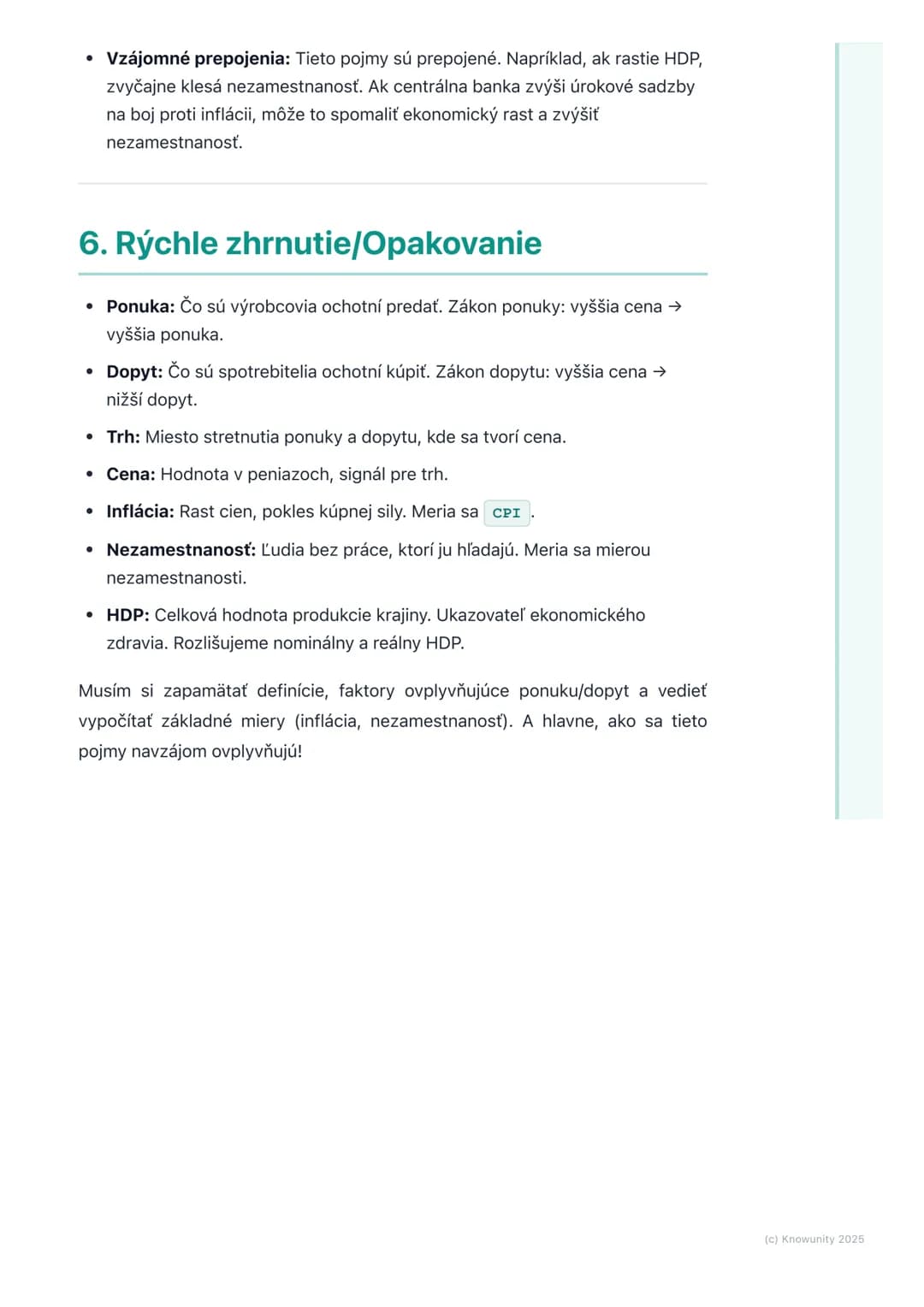 # Základné ekonomické pojmy

## 1. Prehľad základných ekonomických
## pojmov

Tieto poznámky sú kľúčové pre pochopenie, ako funguje naša eko