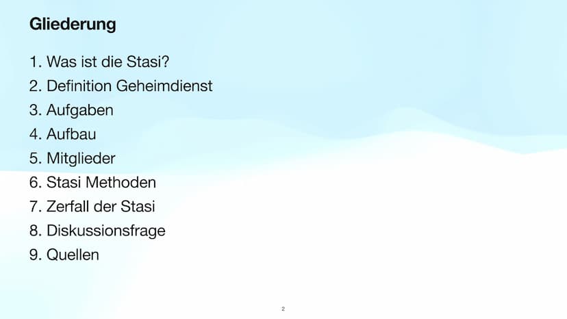 Die Stasi
WIE WEIT DARF EIN GEHEIMDIENST GEHEN?
29.11.2022 1.
Herzlich Willkommen zu meiner Präsentation
Die Stasi - Wie weit darf ein Gehei
