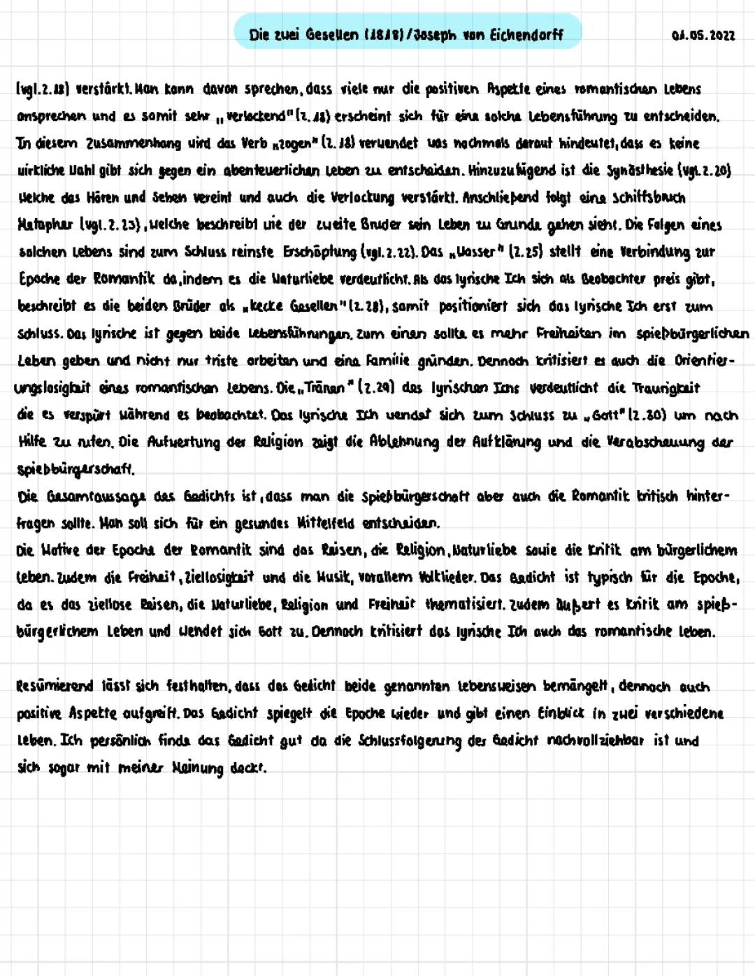 die zwei gesellen Joseph von Eichendorff