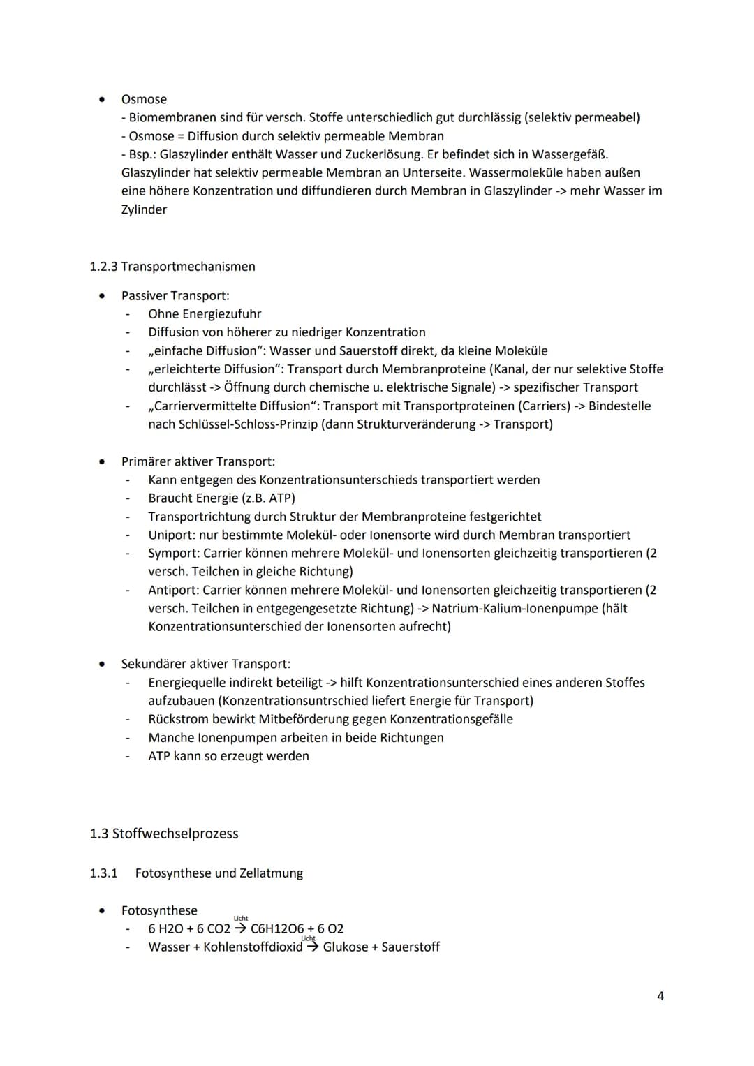 Bio LK Abitur 2023
1. System Zelle
1.1 Zellorganellen
1.1.1 Struktur und Funktion der Zellorganellen
●
●
●
Zellkern (Nucleus):
enthält Großt