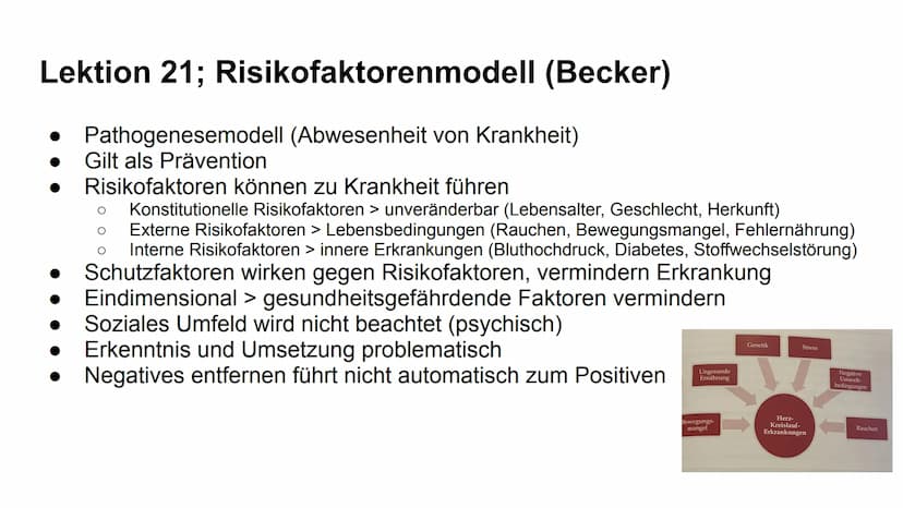 Gesundheit VI
Von Edmund, Miguel und Mira Inhaltsverzeichnis
Lektion 21: Gesundheitsbegriff
Risikofaktorenmodell
Salutogenesemodell
SAR-Mode