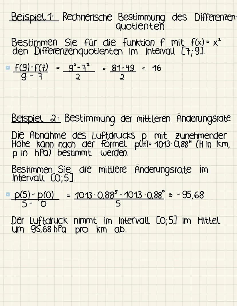 Differenzenquotient
Ist eine funktion auf einem Intervall [xo; % +h]
definiert, dann kann man mit dem Differenzen -
quotienten f(xo+h)-f(x) 