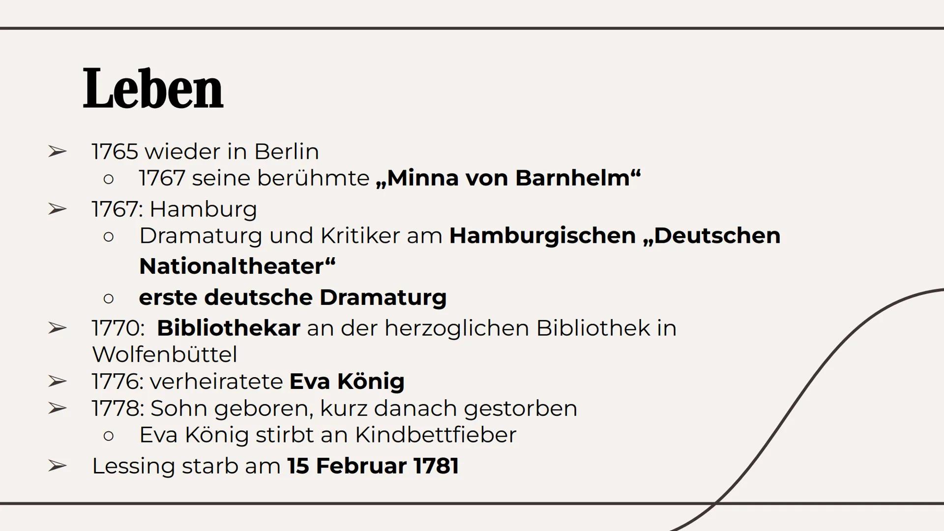 Gotthold Ephraim
Lessing
Eine Präsentation von ... Gliederung
Ersten Lebensjahre
Leben als Schriftsteller
Literarisches Schaffen
Absicht bei