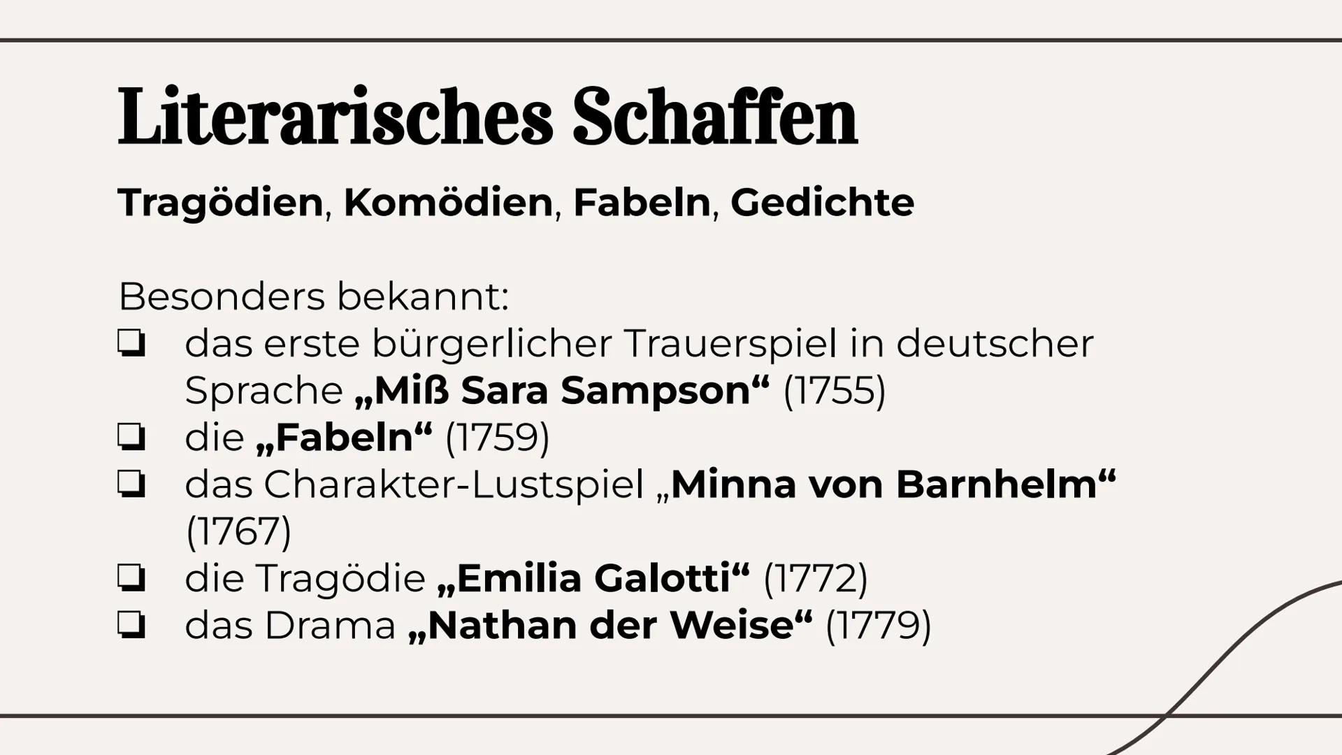 Gotthold Ephraim
Lessing
Eine Präsentation von ... Gliederung
Ersten Lebensjahre
Leben als Schriftsteller
Literarisches Schaffen
Absicht bei