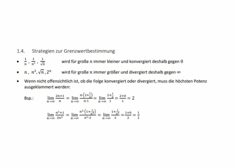 1. Grenzprozesse
1.1. Umwandeln periodischer Zahlen in Brüche
Reinperiodische Zahlen:
Gemischtperiodische Zahlen:
Rekursiv:
Explizit:
1 X
دا