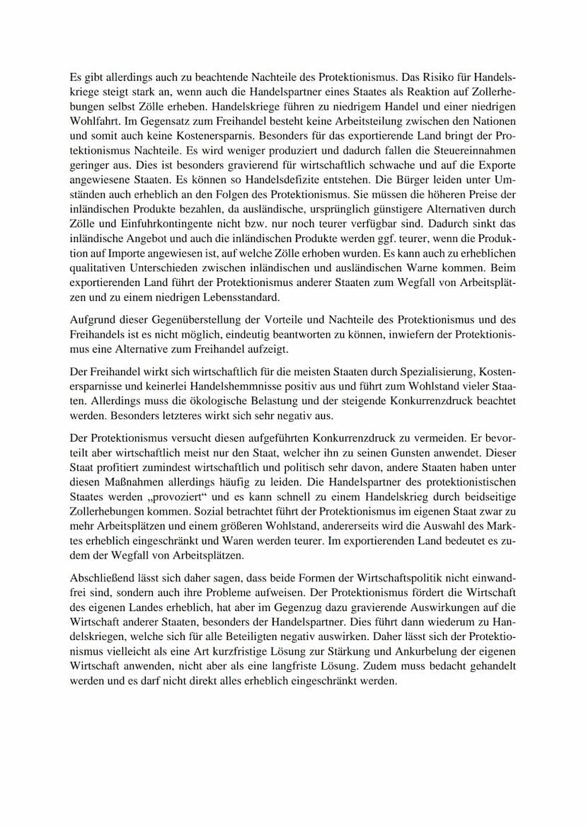 Der Protektionismus
Der Protektionismus ist eine Form der Außenhandelspolitik. Er umfasst jegliche Maßnahmen
in Form von Handelshemmnissen, 