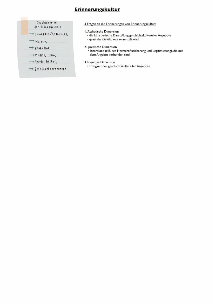 Geschichtsbewusstsein
• jeder einzelne hat eine Vorstellung von Geschichte; individuell gebildet, veränderbar
~> wird mit der Sprache erlern