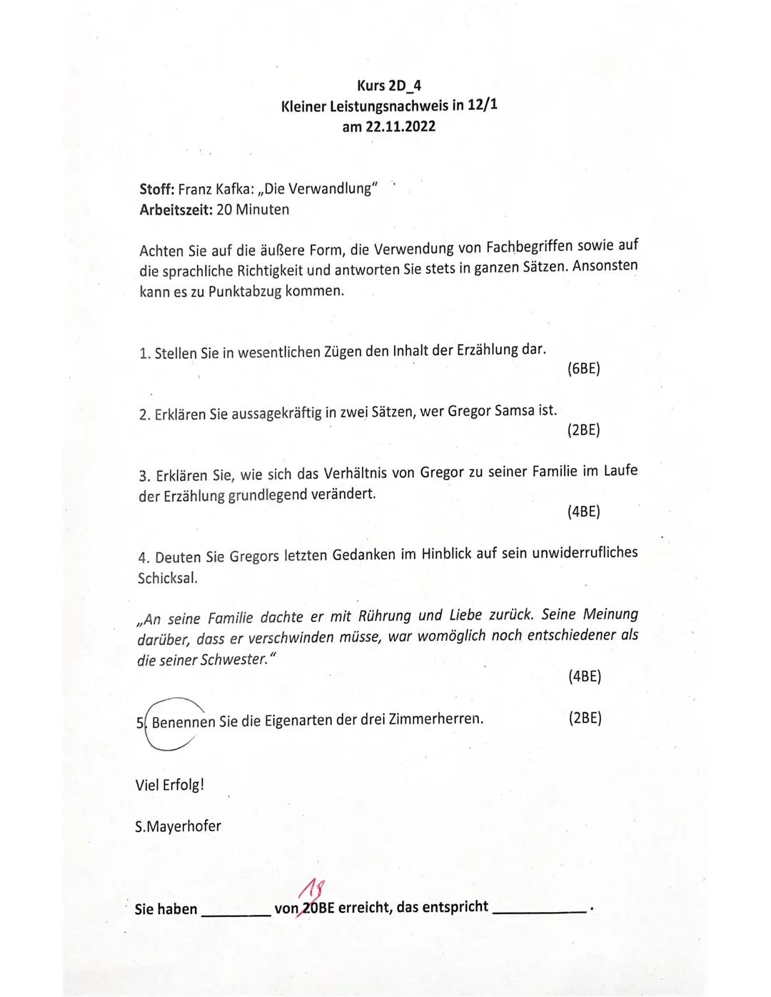 1. Test aus dem Deutschen

Anna Prnur

2210.22

149.

1. Eines Morgens wacht Gregor Samsa ais
Käfer in seinem Belt auf. Anschießend
Senen di