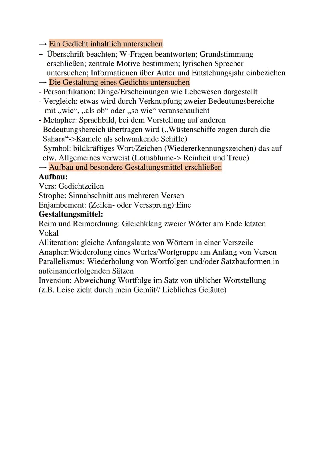 → Ein Gedicht inhaltlich untersuchen
- Überschrift beachten; W-Fragen beantworten; Grundstimmung
erschließen; zentrale Motive bestimmen; lyr