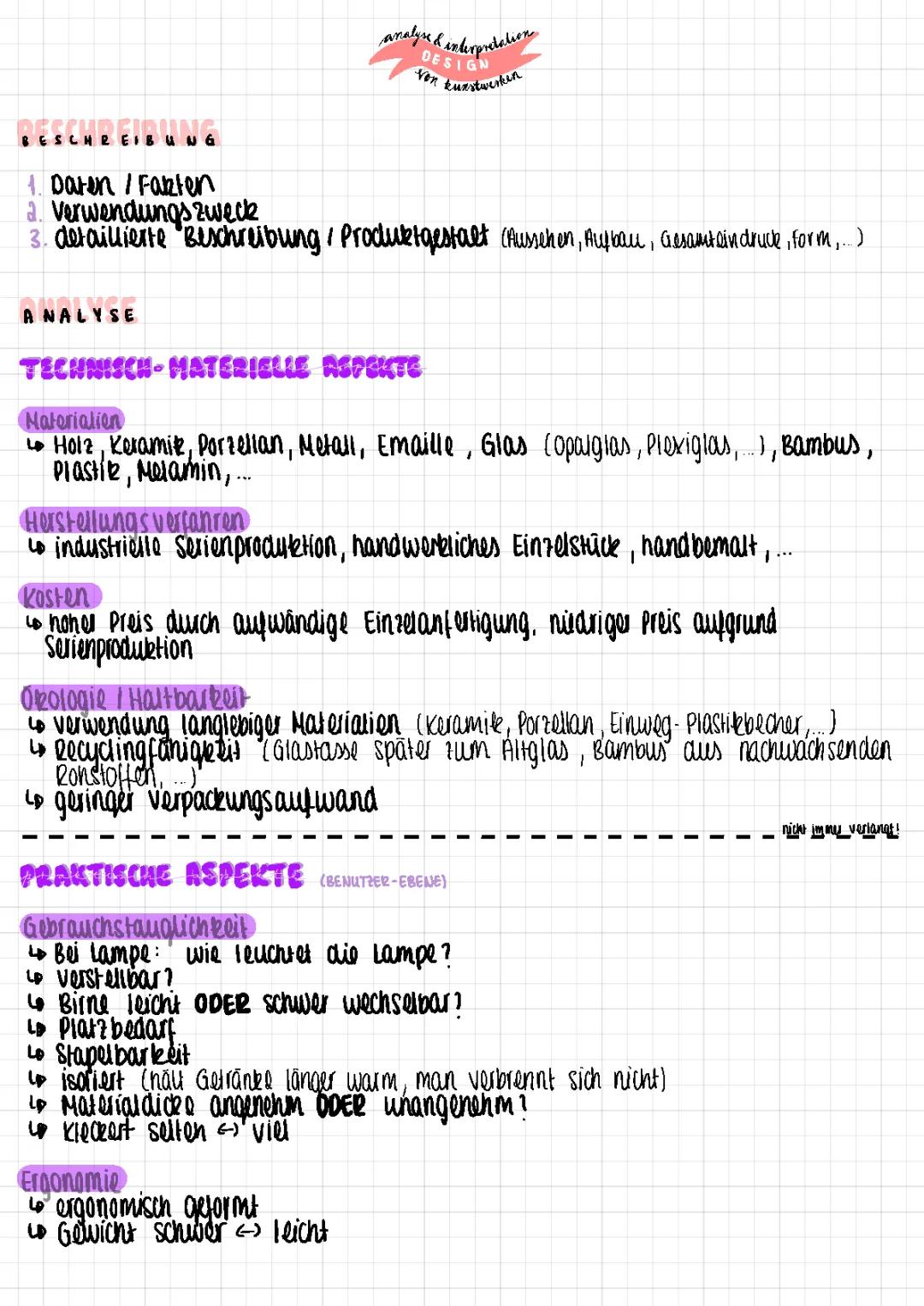 Designanalyse und -interpretation Kunst