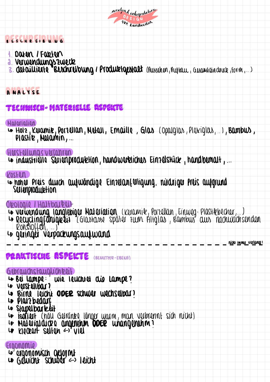 RESCHREIBUNG
1. Daten/Fakten
2. Verwendungszweck
3. detaillierte Beschreibung / Produkt gestalt (Aussehen, Aufbau, Gesamteindruck, form,...)