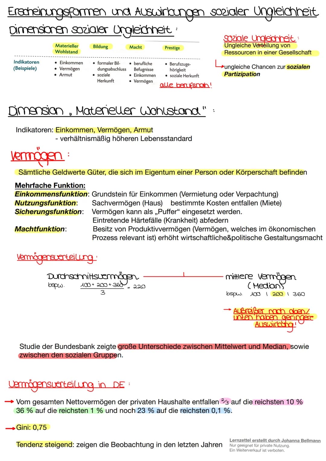 sozialer
Wandel, Sicherung. Ungleichheit
VV
Lernzettel erstellt durch Johanna Bellmann
Nur geeignet für private Nutzung.
Ein Weiterverkauf i