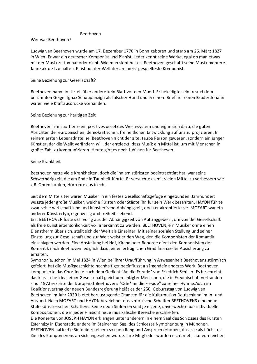 Essay über Beethoven 