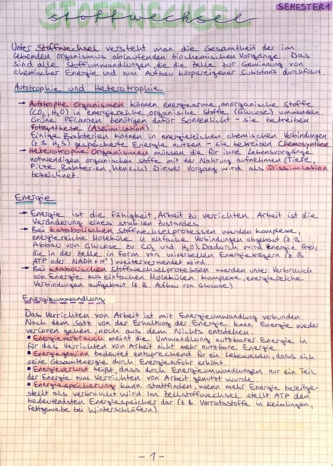 stoffwechsel
Unter Stoffwechsel versteht man die Gesamtheit der im
lebenden organismus ablaufenden biochemischen Vorgänge. Das
sind alle Sto