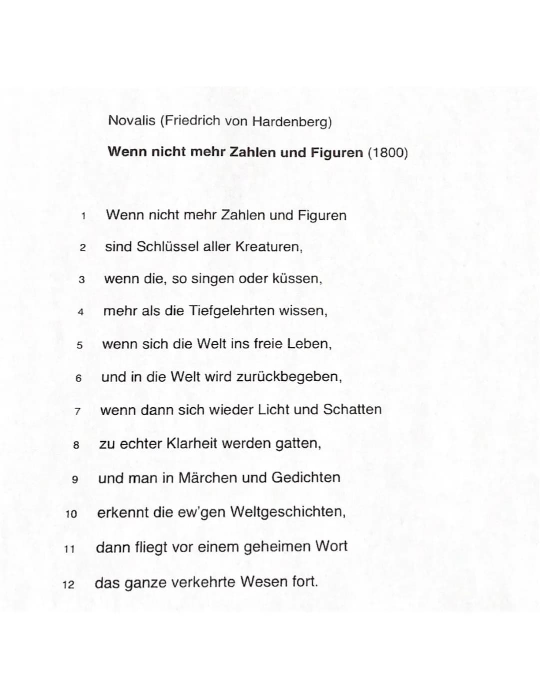 Novalis Gedichtsanalyse: Wenn nicht mehr Zahlen und Figuren - Epoche, Metrum & Interpretation