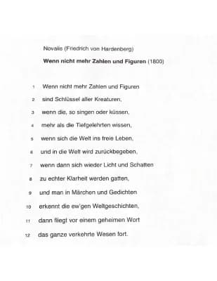 Know Gedichtsanalyse: „Wenn nicht mehr Zahlen und Figuren“, Novalis thumbnail