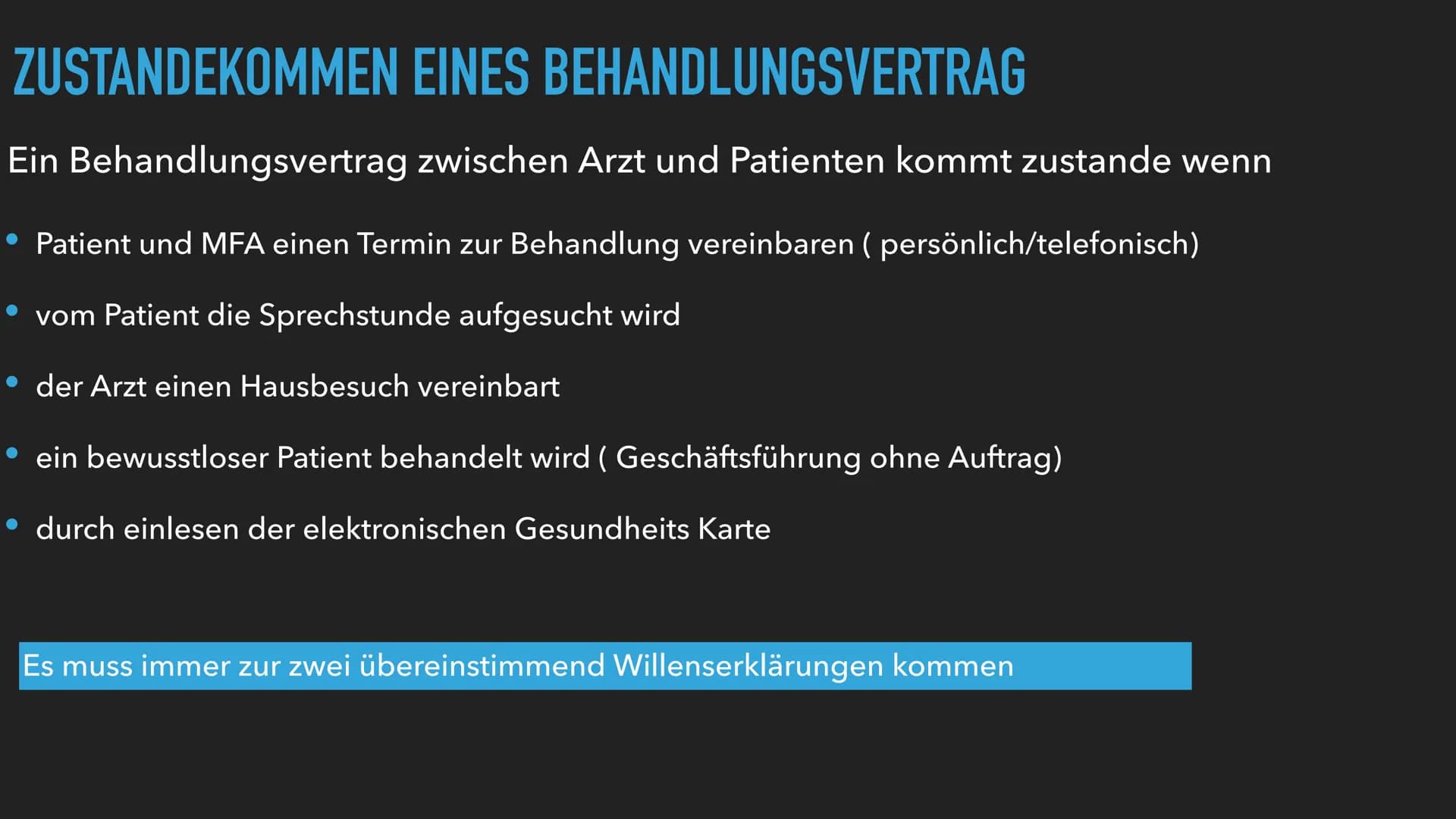 LERNGRUNDLAGE
ก
BEHANDLUNGSVERTRAG GLIEDERUNG
▸ Zustandekommen eines Behandlungsvertrag
► Arten von Verträgen
▶ Pflichten des Arztes
Pflicht