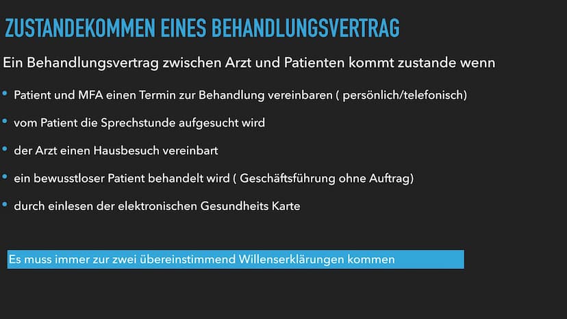 LERNGRUNDLAGE
ก
BEHANDLUNGSVERTRAG GLIEDERUNG
▸ Zustandekommen eines Behandlungsvertrag
► Arten von Verträgen
▶ Pflichten des Arztes
Pflicht