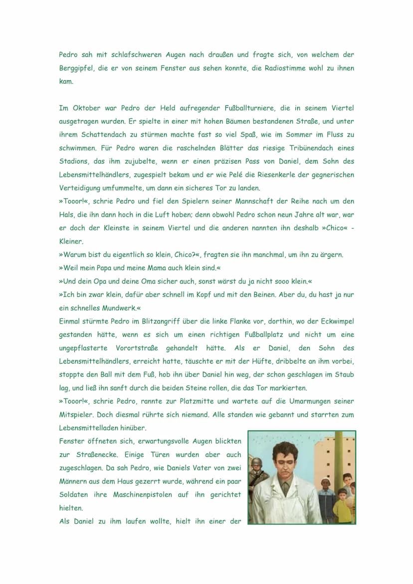Der Aufsatz
Zum Geburtstag bekam Pedro einen Fußball geschenkt. Pedro maulte, weil er einen aus
weißem und schwarzem Leder wollte, so einen 