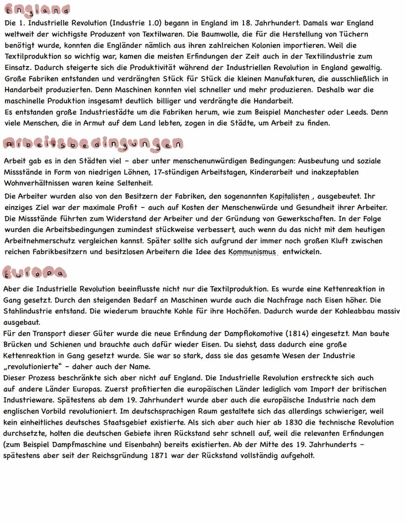 Industrielle Revolution
In der Mitte des 18. Jahrhunderts wurden viele Maschinen erfunden. Die gab es vorher noch nicht. Dadurch
konnte man 