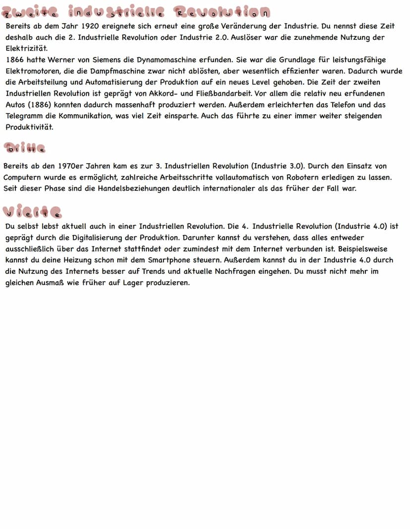 Industrielle Revolution
In der Mitte des 18. Jahrhunderts wurden viele Maschinen erfunden. Die gab es vorher noch nicht. Dadurch
konnte man 