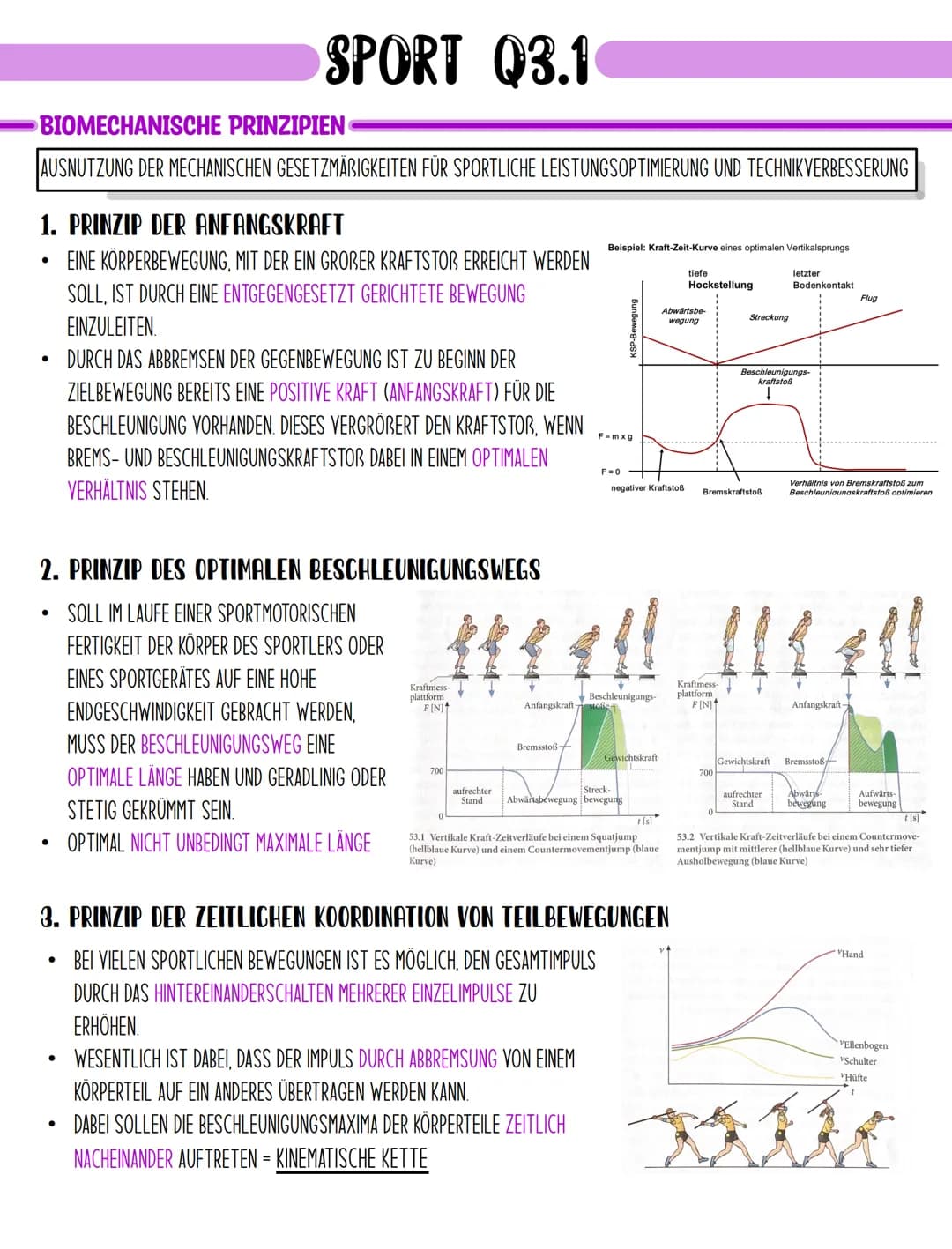 BIOMECHANISCHE PRINZIPIEN
AUSNUTZUNG DER MECHANISCHEN GESETZMÄRIGKEITEN FÜR SPORTLICHE LEISTUNGSOPTIMIERUNG UND TECHNIKVERBESSERUNG
SPORT Q3
