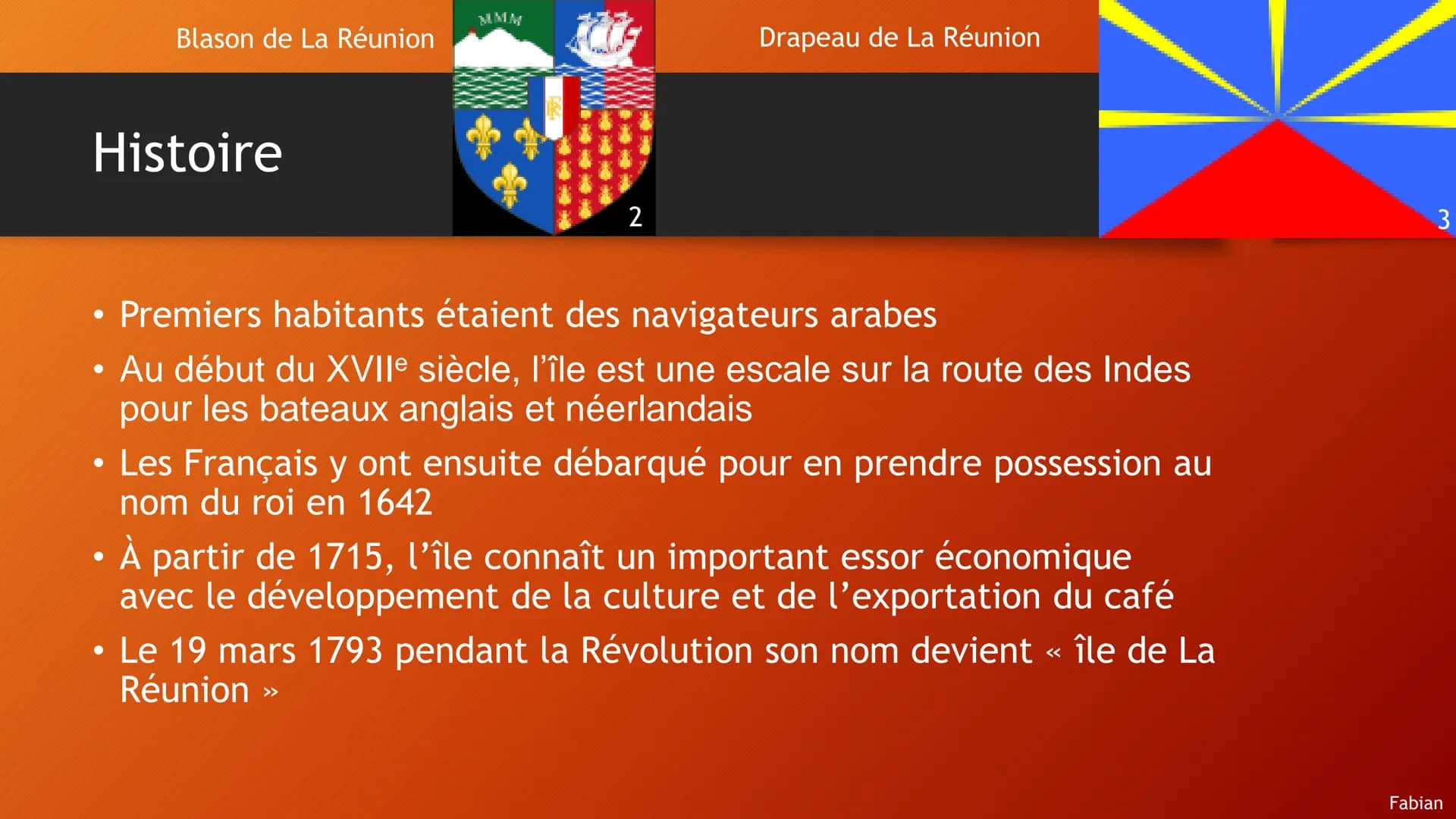 La Réunion
Département et région d'outre-mer Français situé dans l'Ouest de l'océan Indien
Fabian Heinz, Raphael Bleiweiß Déclinaison
• Info