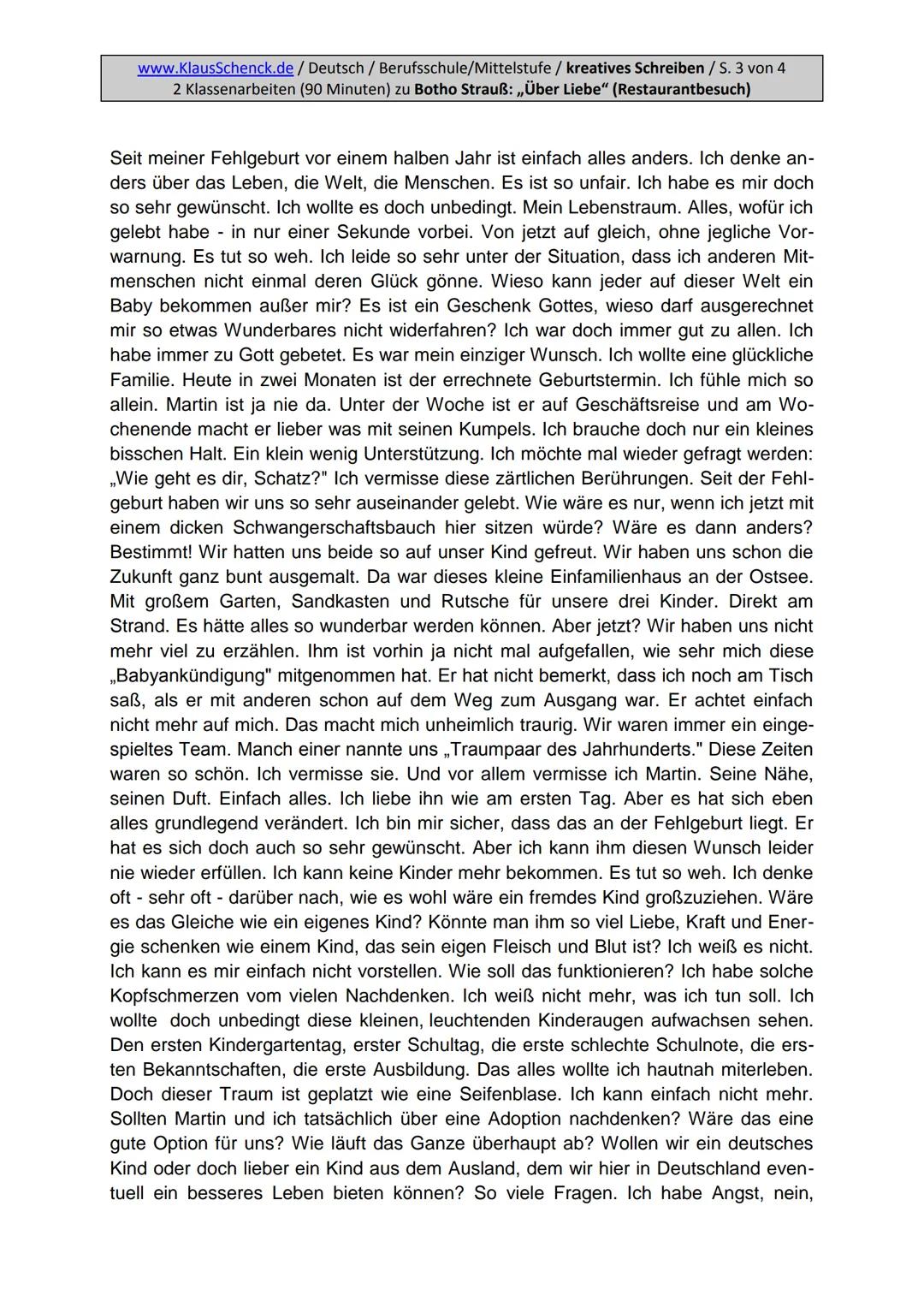 Aufgabenstellung:
Erzählen Sie die Geschichte weiter und finden Sie eine passende
Überschrift.
5
www.KlausSchenck.de/ Deutsch / Berufsschule