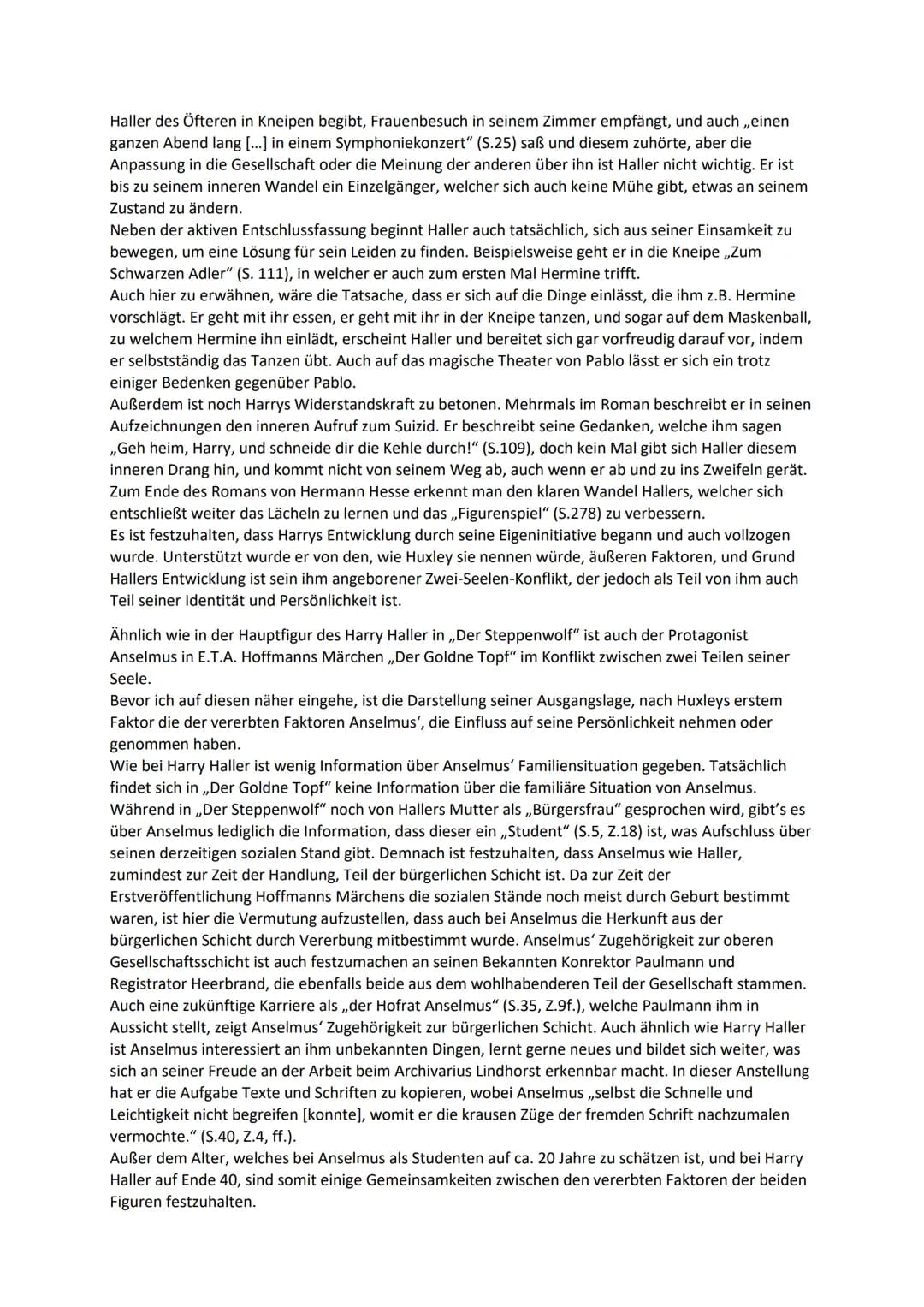 Vergleichende Arbeit Steppenwolf - Goldner Topf - Übung
Kann man die Komplexität der menschlichen Psyche und der individuellen Persönlichkei
