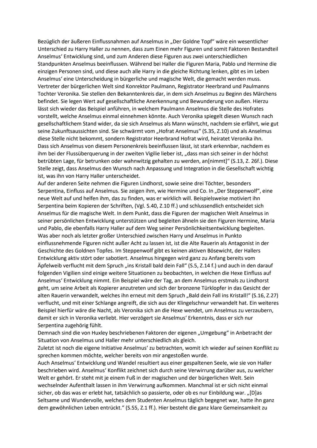 Vergleichende Arbeit Steppenwolf - Goldner Topf - Übung
Kann man die Komplexität der menschlichen Psyche und der individuellen Persönlichkei