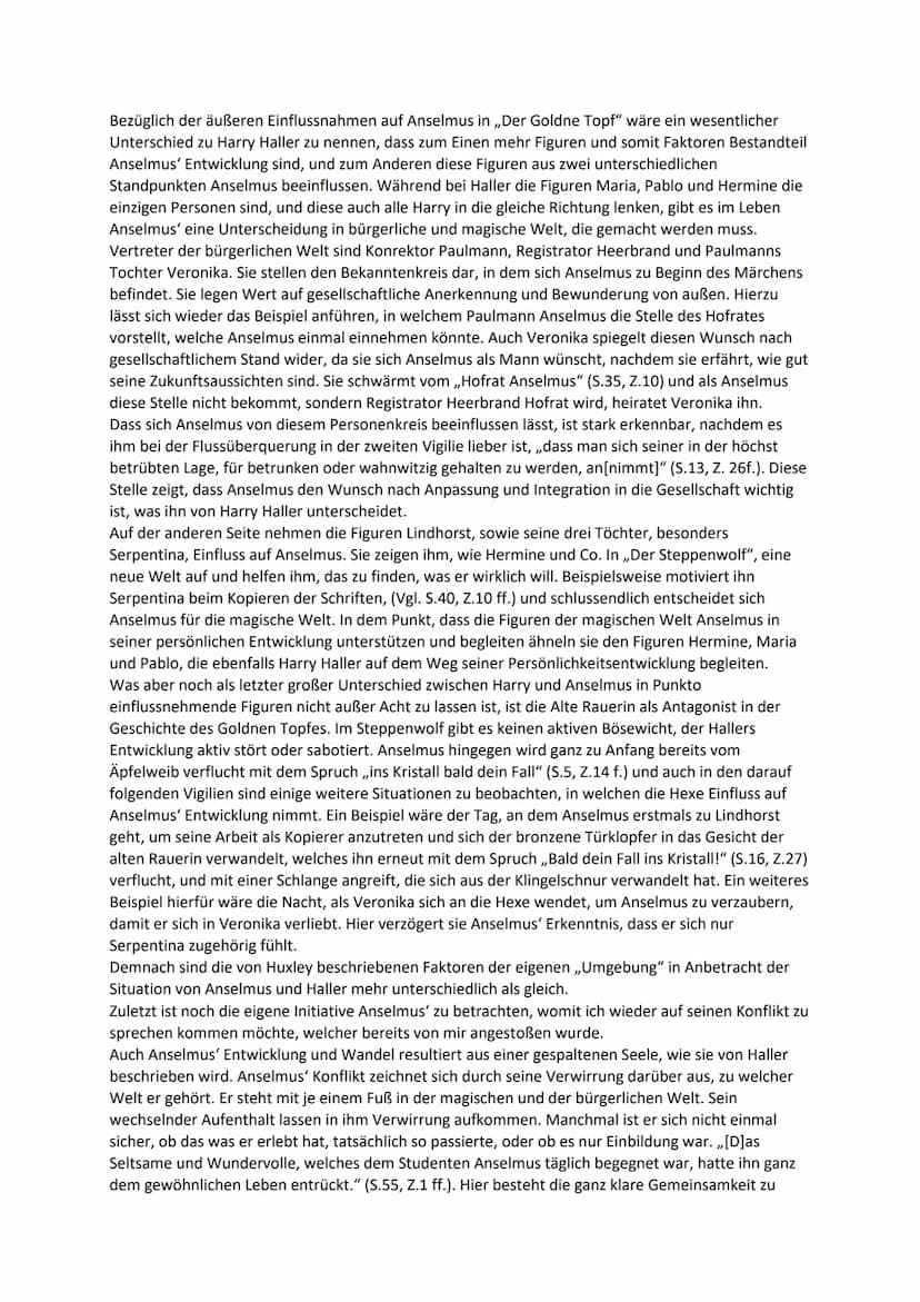 Vergleichende Arbeit Steppenwolf - Goldner Topf - Übung
Kann man die Komplexität der menschlichen Psyche und der individuellen Persönlichkei