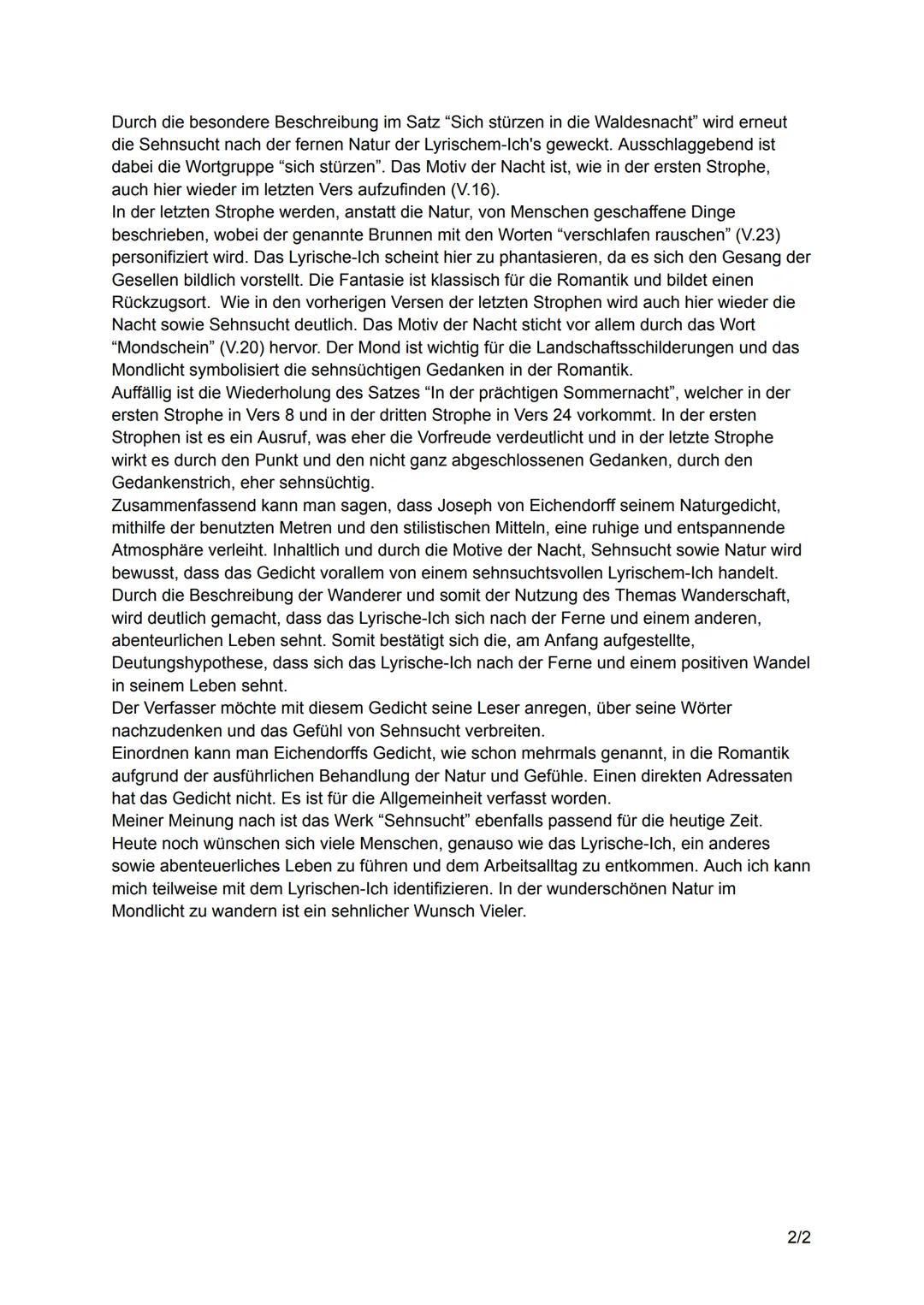 Gedichtsinterpretation - "Sehsucht" von Joseph von Eichendorff
Wir alle kennen die Sehnsucht nach etwas Neuem und jeder von uns wünscht sich