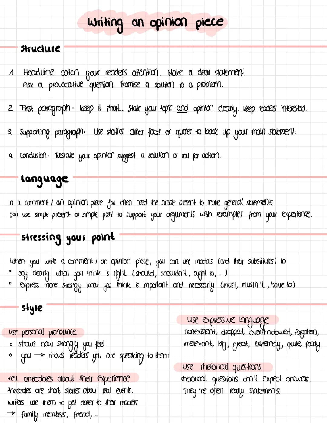 Writing an opinion piece