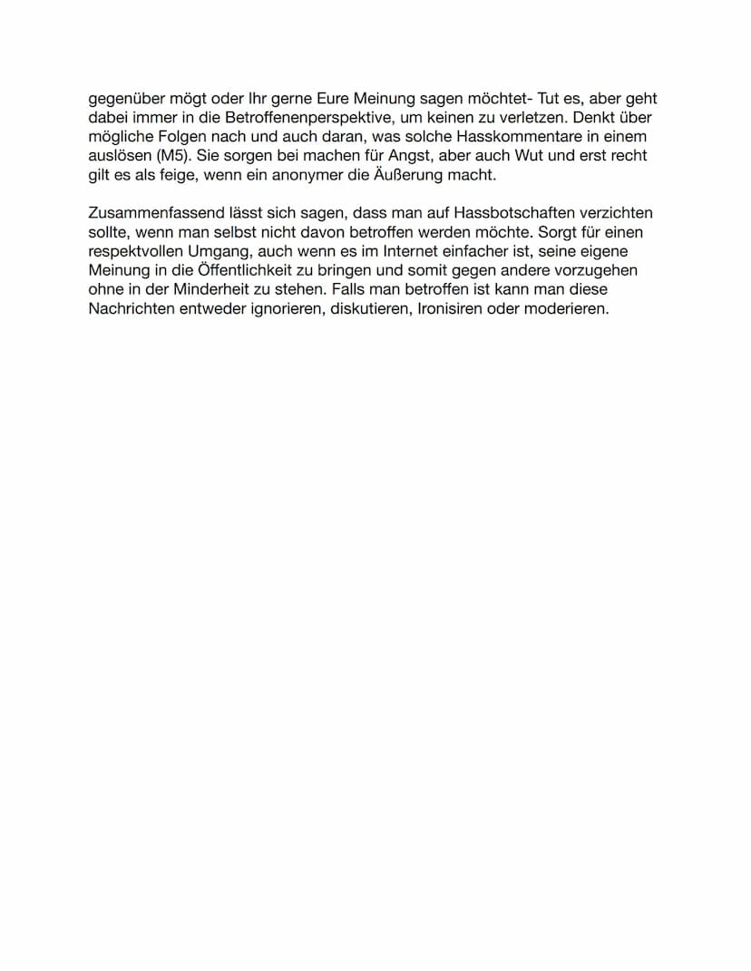 Probeklausur
Notizen:
Einleitung: M2 für einen spannenden Start
Begriff,,Hate Speech", Auswirkungen und Ausprägungen
Begriff M1 M4
.
.
.
Aus
