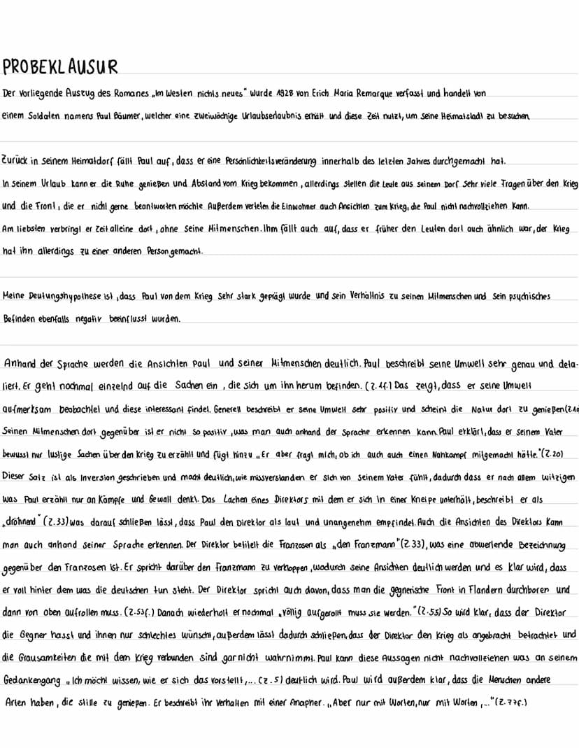 Leistungskurs Deutsch (Nordrhein-Westfalen) - Übungsaufgabe 1
I a: Analyse eines literarischen Textes mit weiterführendem Schreibauftrag
Arb