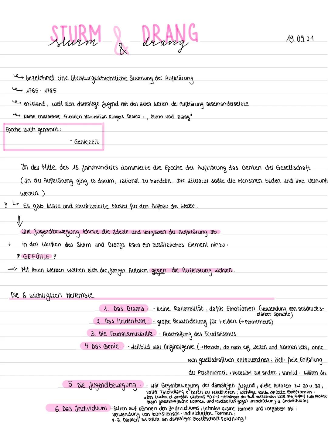 STURM & PRANG

bezeichnet eine literaturgeschichtliche Strömung des Aufklärung

1765-1785

entstand, weil sich damalige Jugend mit den alten
