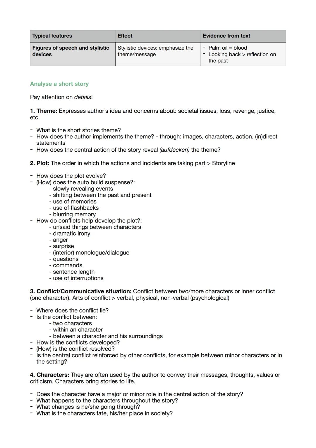Information: How to write an analysis
- One does not have to use everything (choice of words, plot, characters, them etc.) to analyse a
text