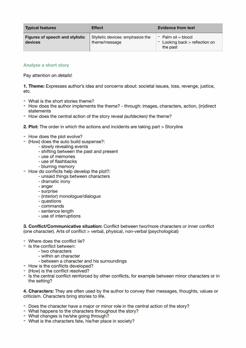 Information: How to write an analysis
- One does not have to use everything (choice of words, plot, characters, them etc.) to analyse a
text