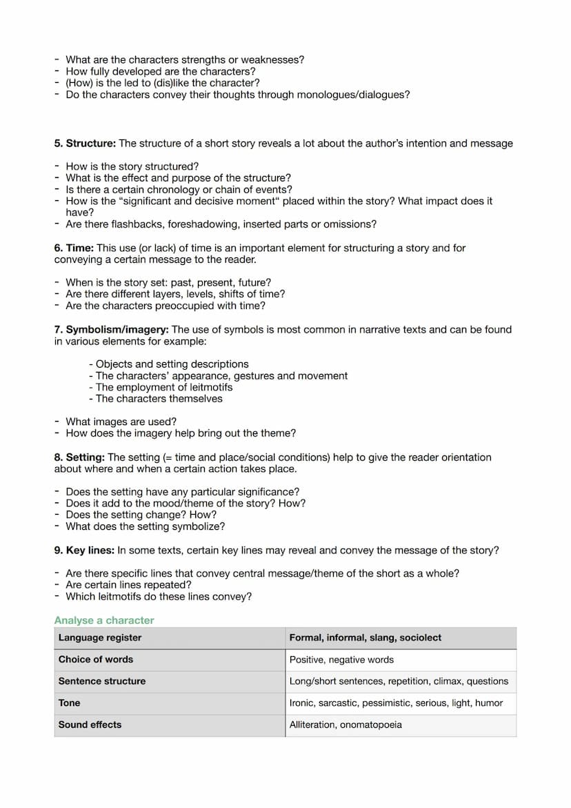 Information: How to write an analysis
- One does not have to use everything (choice of words, plot, characters, them etc.) to analyse a
text