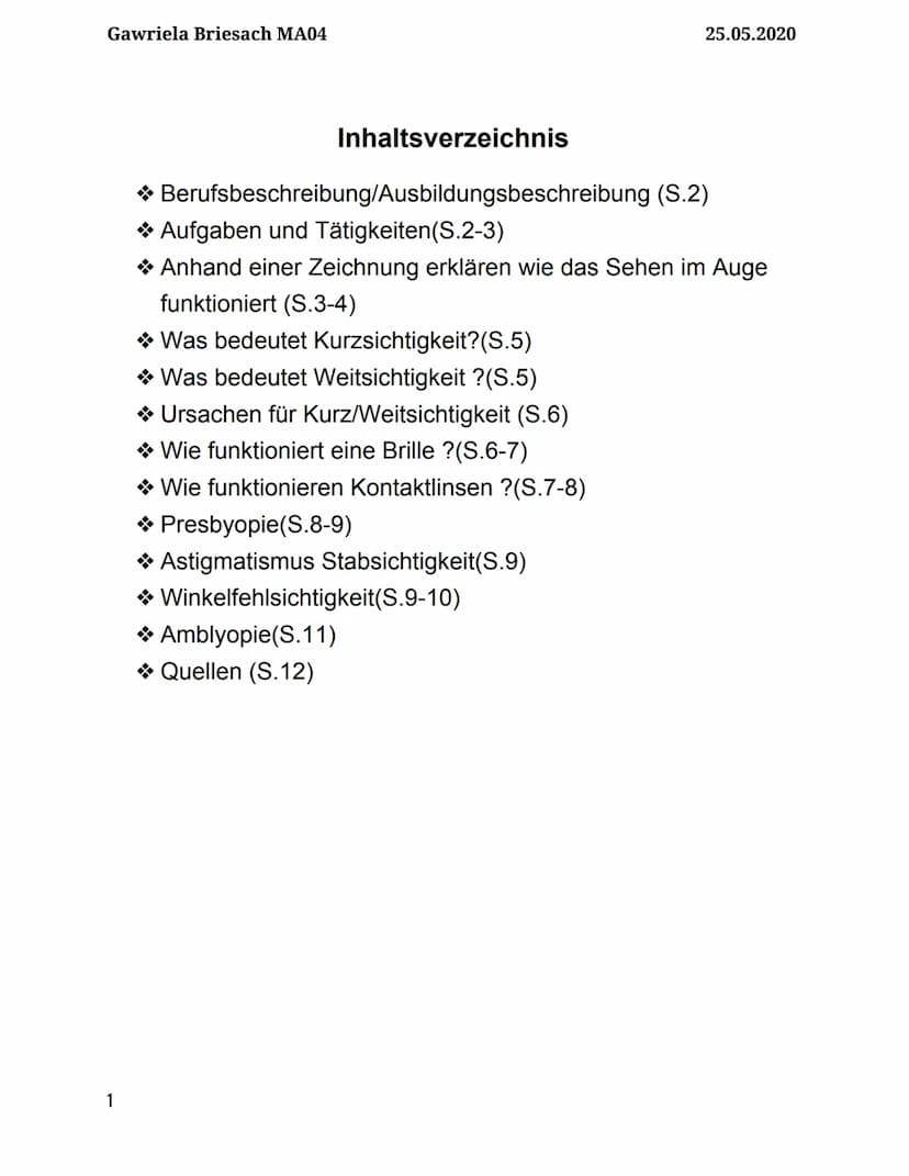 A
AUGENOPTIKER
Gawriela Briesach MA04
25.05.2020
9.KLASSE - Physik Gawriela Briesach MA04
1
Inhaltsverzeichnis
Berufsbeschreibung/Ausbildung