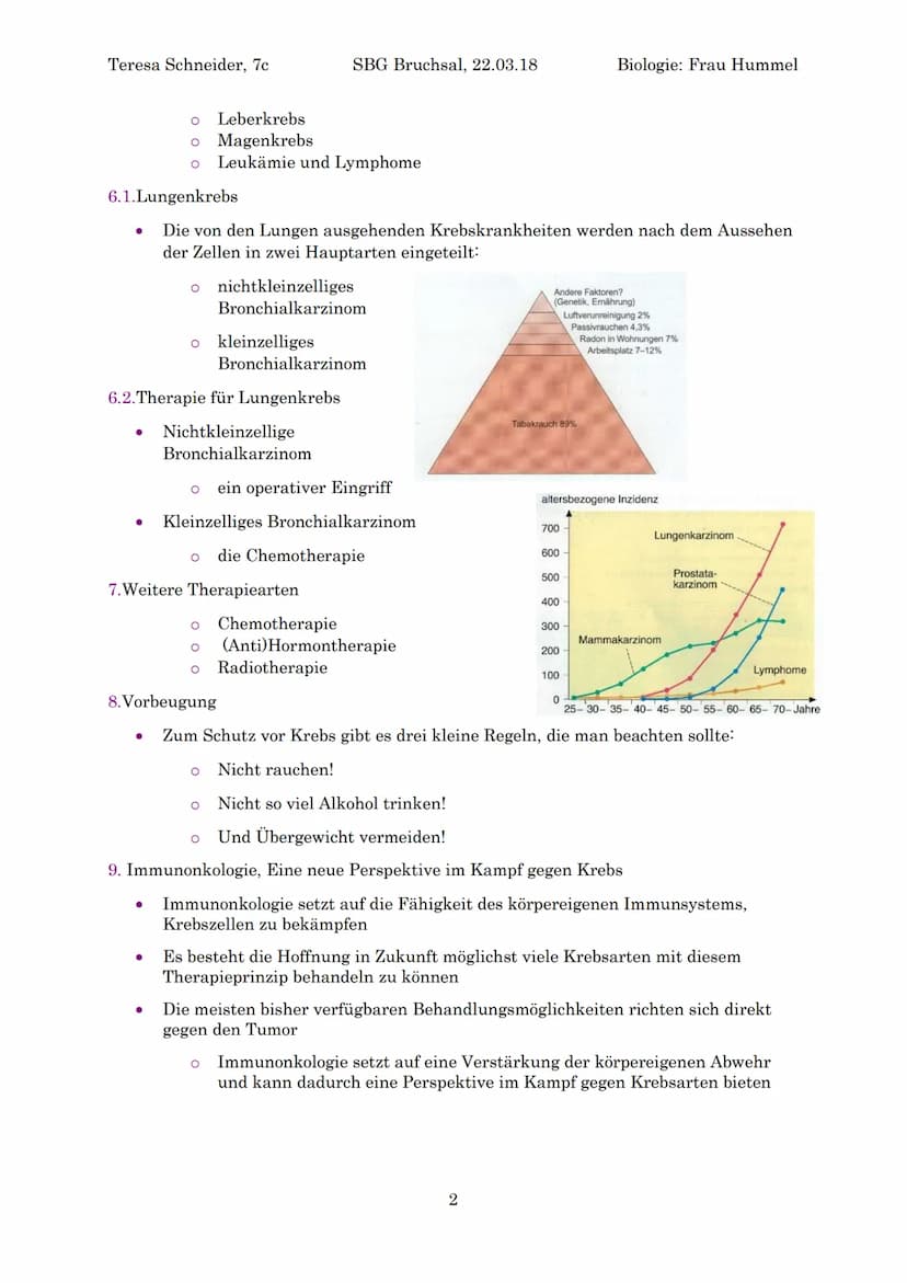 GFS-Krebs im Fach
Biologie
TERESA SCHNEIDER, KL. 7C
22.03.2018 Teresa Schneider, 7c
1.Definition Krebs
●
●
●
2.Krebs entsteht durch Krebsris