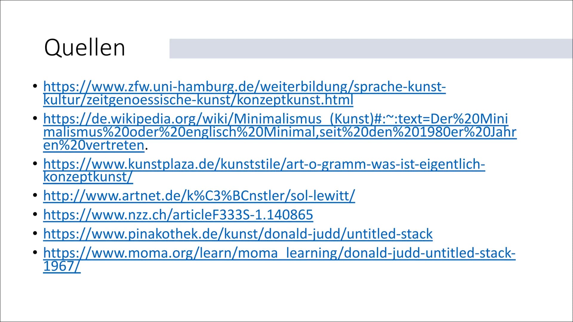 Minimalismus und
Konzeptkunst
Anka Mergenhagen Inhalt
• Was ist der Minimalismus?
• Was ist die Konzeptkunst?
• Sol LeWitt
●
Donald Judd
Geg
