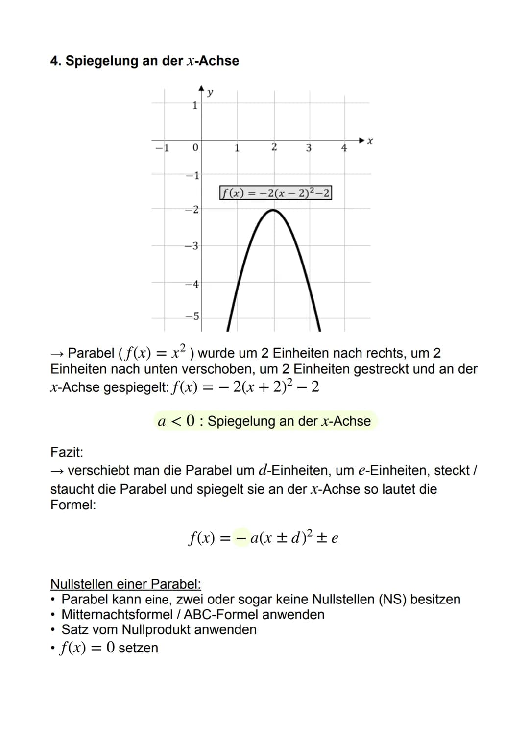 Quadratische Funktionen
→ sind immer Parabeln
-3
Normalparabel: f(x) =
= x²
-2 −1
YA
4
3
2
1
0
1
f(x) = x²
2
3
Scheitelpunkt (010)
Scheitelp