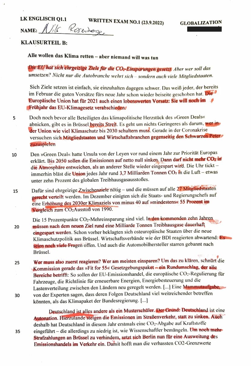 LK ENGLISCH Q1.1
NAME:
WRITTEN EXAM NO.1 (23.9.2022)
GLOBALIZATION
Nits
Resebege
5
10
10
15
20
25
30
35
KLAUSURTEIL A:
How We Broke the Worl