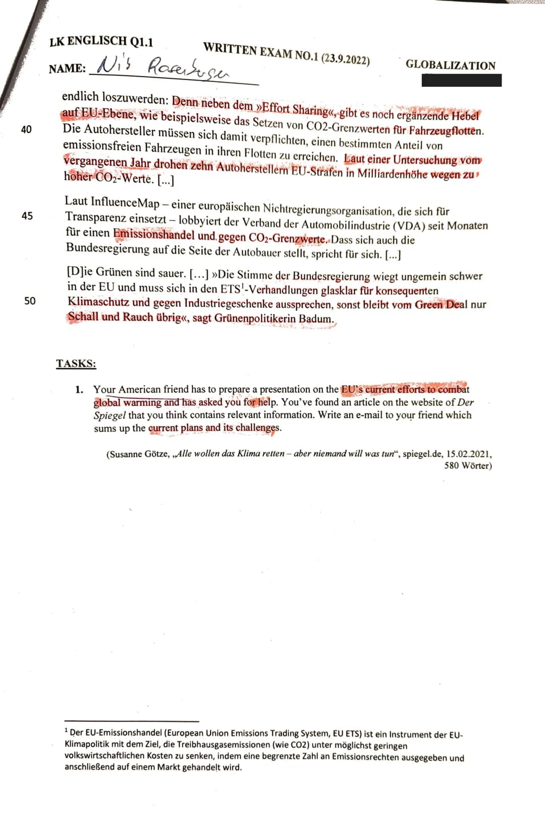 LK ENGLISCH Q1.1
NAME:
WRITTEN EXAM NO.1 (23.9.2022)
GLOBALIZATION
Nits
Resebege
5
10
10
15
20
25
30
35
KLAUSURTEIL A:
How We Broke the Worl